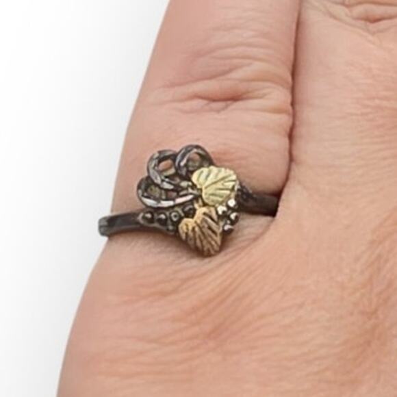 Black Hills Gold | Jewelry | Black Hills Gold Sterling  Grape Leaf Vintage 12K Gold Filled Sterling Silver Ring Size 9
